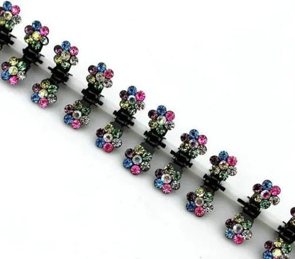  Crystal Flower Hair Claw Clips - Multi Colour