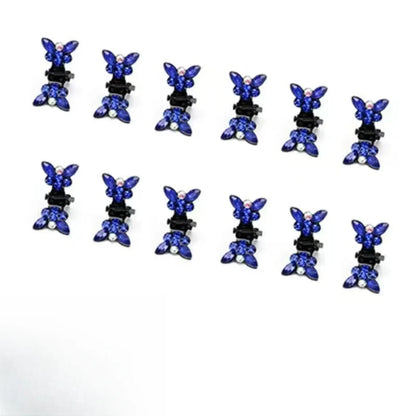 Dark Blue Crystal Butterfly Hair Clips 