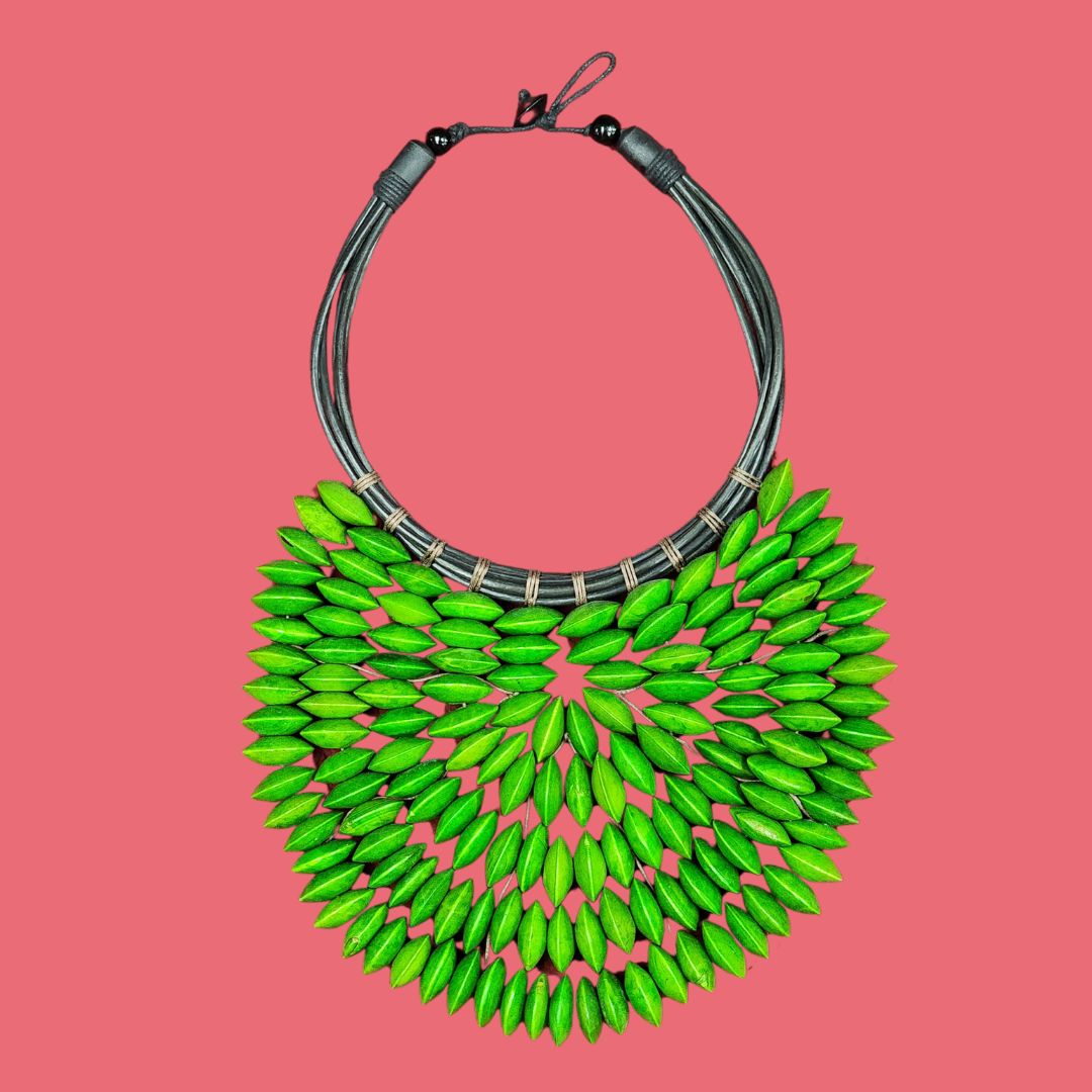 Emerald Leaf Burst Collar Necklace