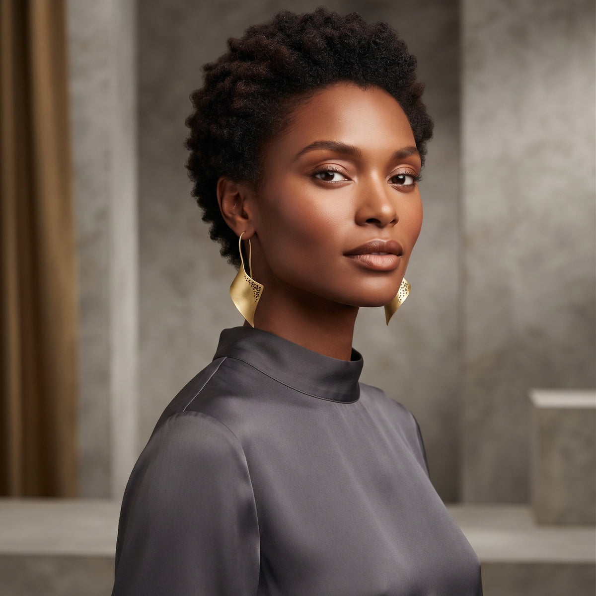 Gilded Leaflet Cutout Drop Earrings