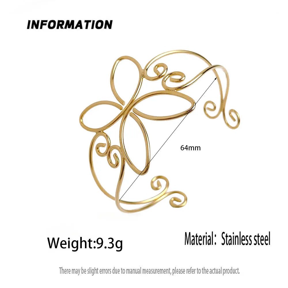 the stainless steel gold Bloom Hair Cuff weighting 9.3 gram and 64 mm lenght 