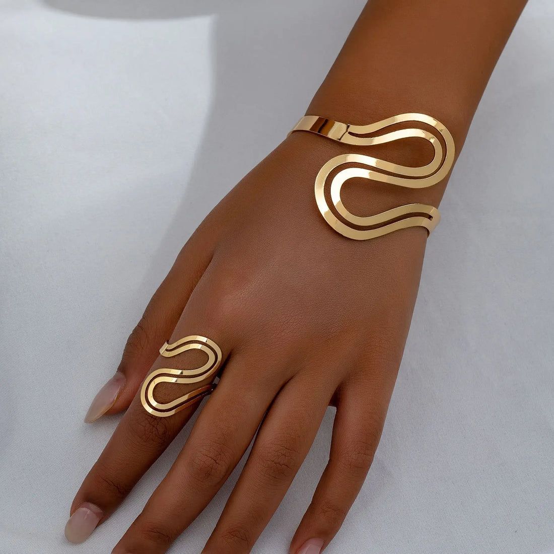 Snake Bracelet &amp; Ring Set – 2PCS Adjustable Fashion Jewelry for Women (Gold, Silver &amp; Leopard Print) - WhatNaturalsLove.com