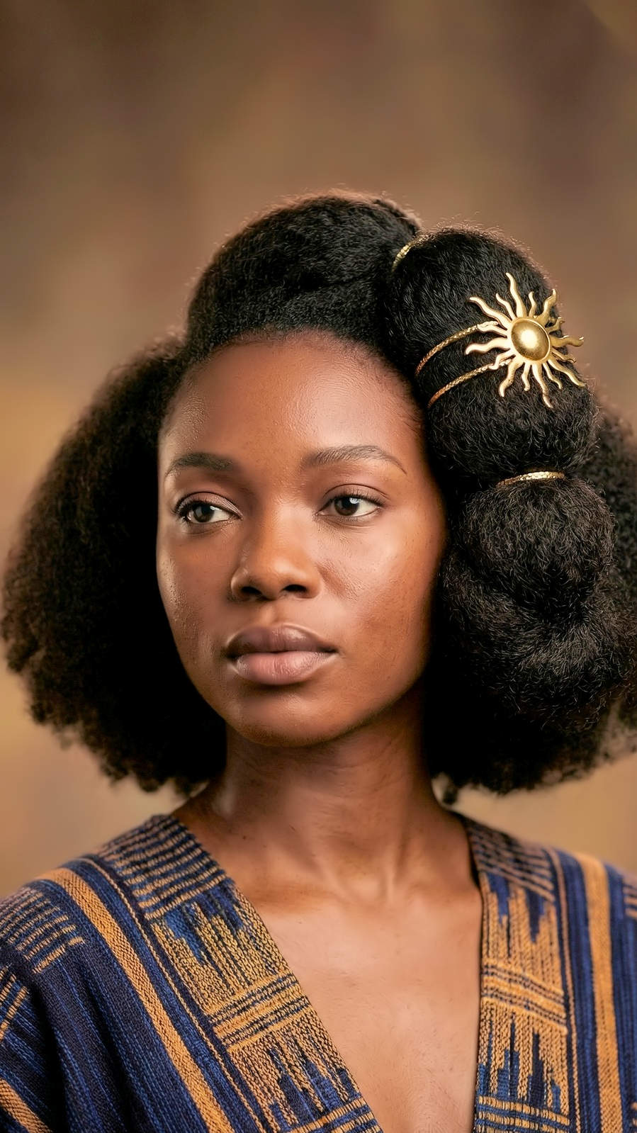Black woman with the spiral hair cuff in her hair 