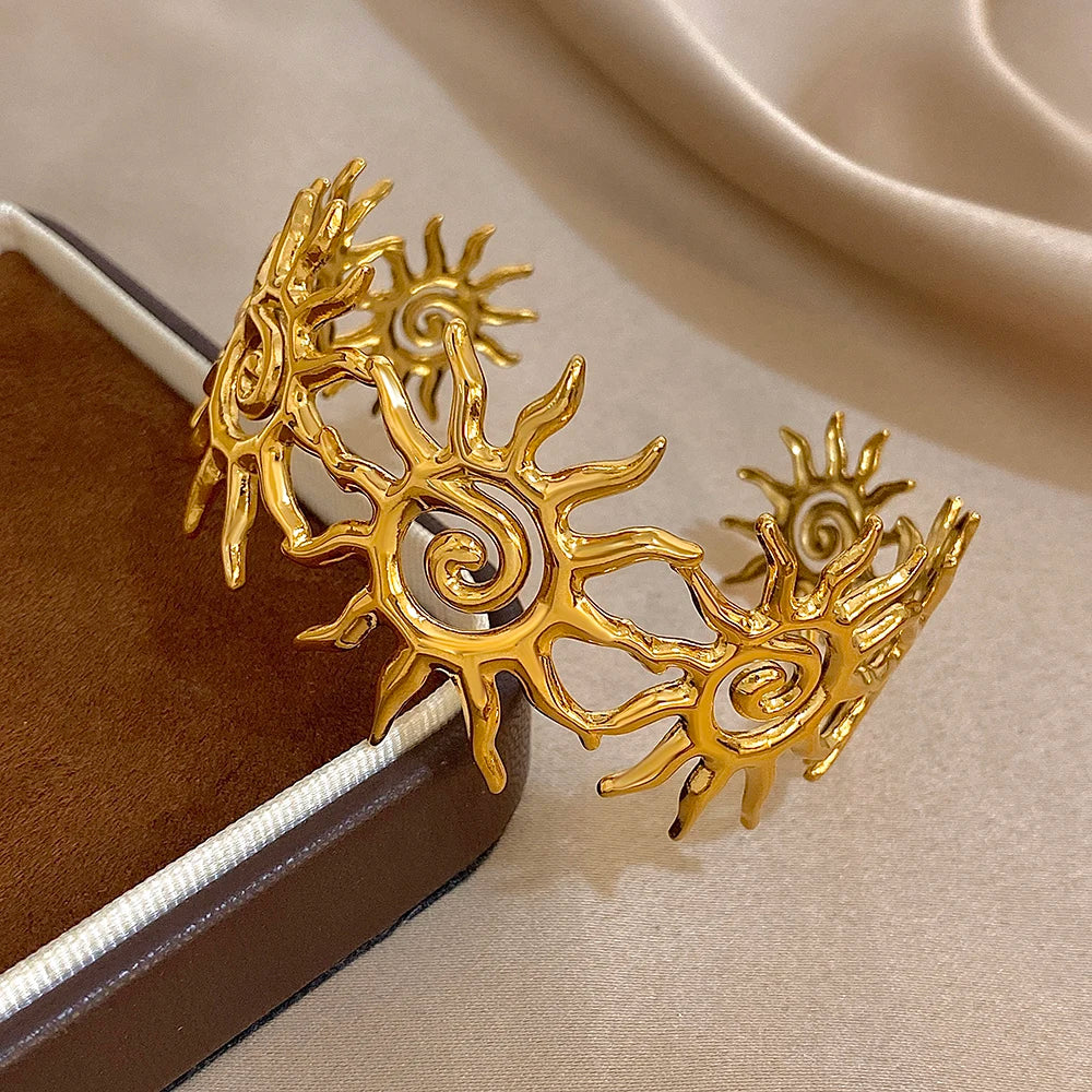 Gold Spiral Sun Hair Cuff with Matching Bracelet