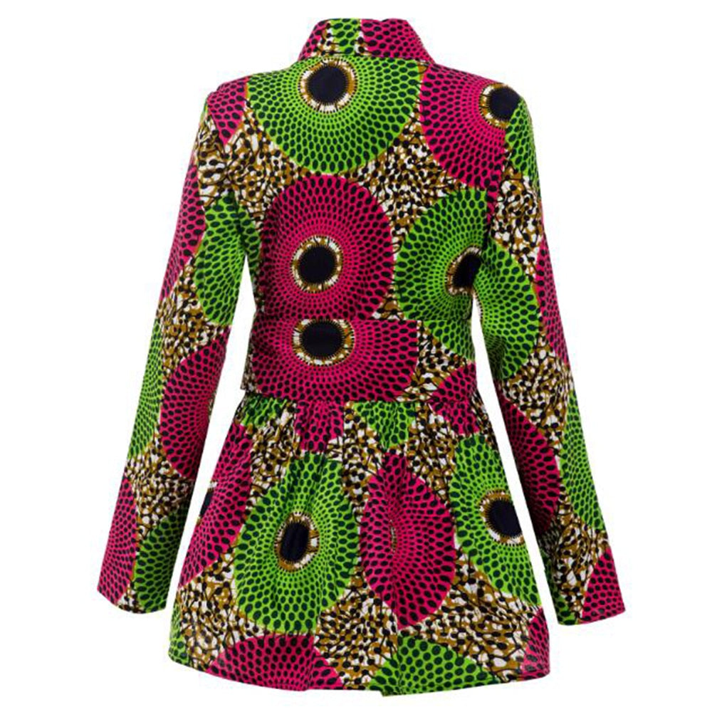 African Ankara Long SleeveHigh Waist  Jacket