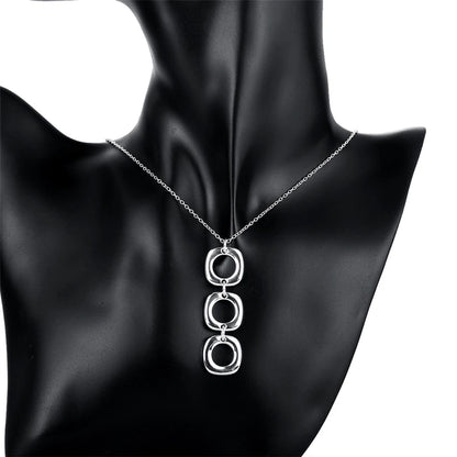 Elegant Geometric 925 Sterling Silver Necklace and Earrings Set