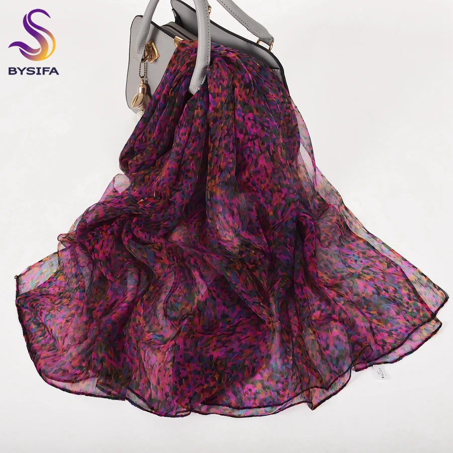 Pure 100%  Natural Silk Long Printed Scarf for all seasons