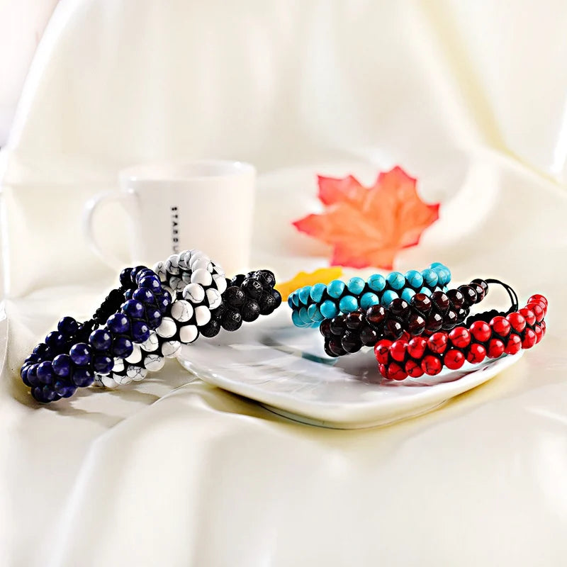 Vulcanic stone double beaded Hair Tie - Bracelet