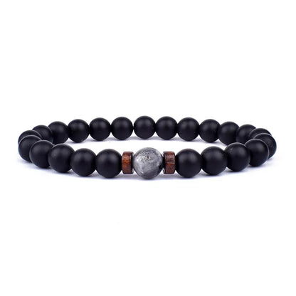 Volcanic Stone Lava Mixed With Wooden Beads Bracelet For Men