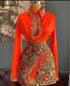 Long Sleeves Orange Runway Red Carpet mini Dress
