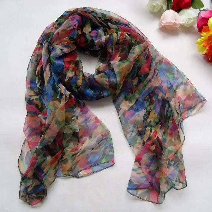 Pure 100%  Natural Silk Long Printed Scarf for all seasons