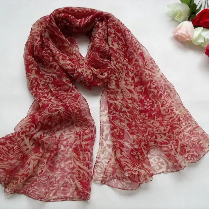 Pure 100%  Natural Silk Long Printed Scarf for all seasons