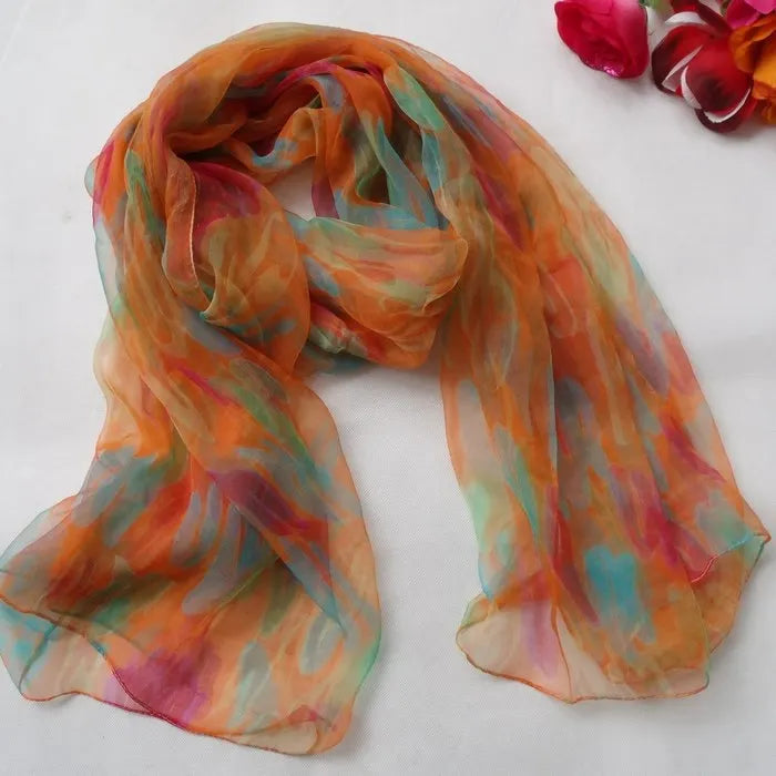 Pure 100%  Natural Silk Long Printed Scarf for all seasons