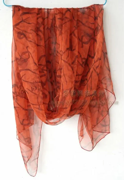Pure 100%  Natural Silk Long Printed Scarf for all seasons