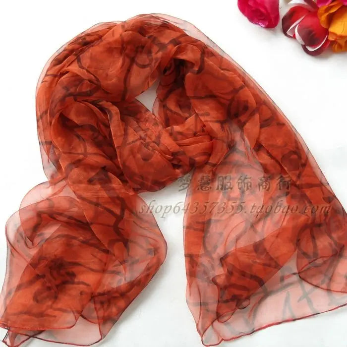 Pure 100%  Natural Silk Long Printed Scarf for all seasons