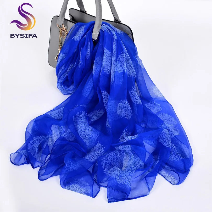 Pure 100%  Natural Silk Long Printed Scarf for all seasons