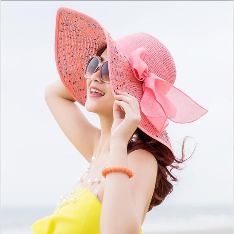 Sun Hats for Women Large Wide Brim Bowknot Straw Cap India | Ubuy