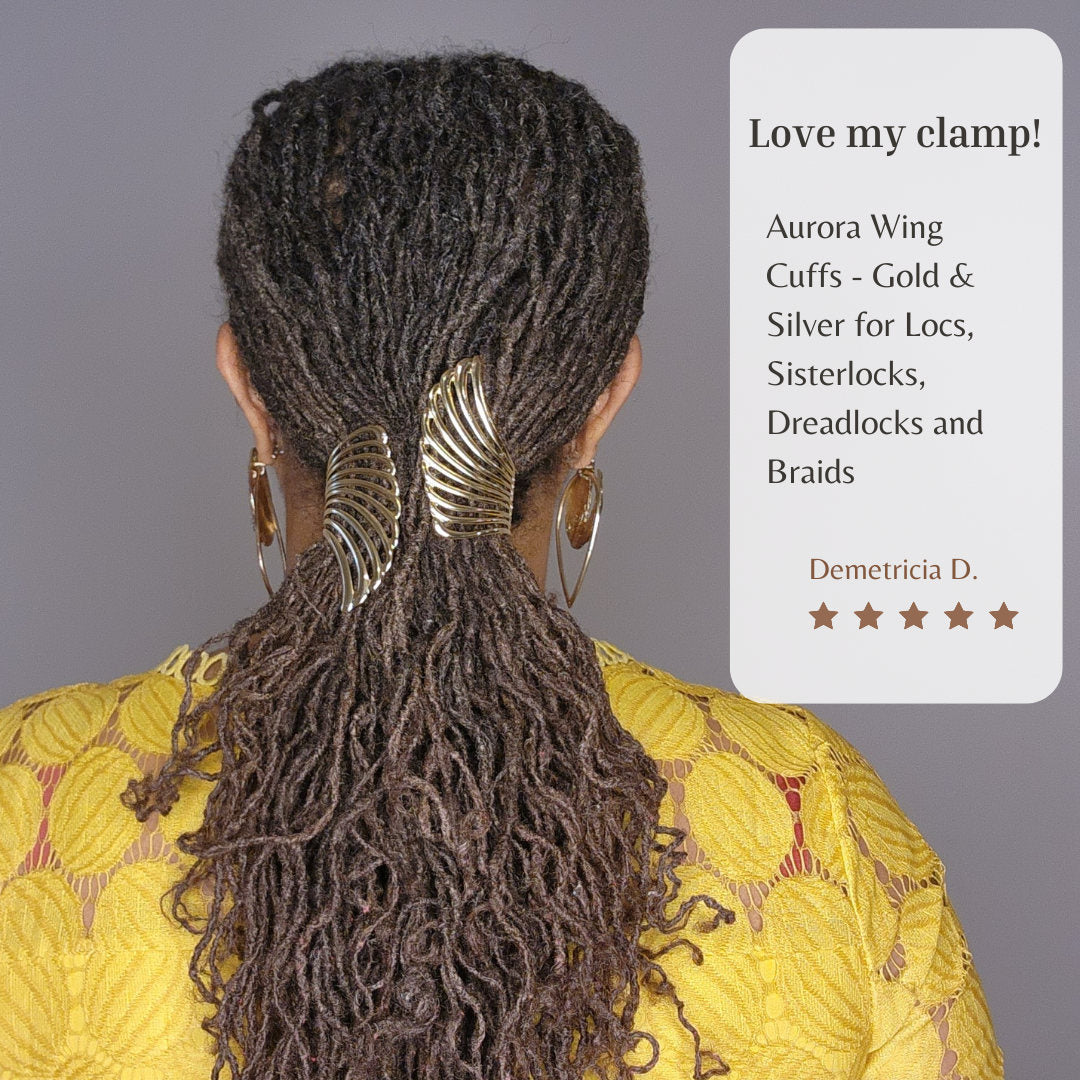 Hair Cuff Golden/Silver Wings voor Locs, Sisterlocks, Dreadlocks en Braids