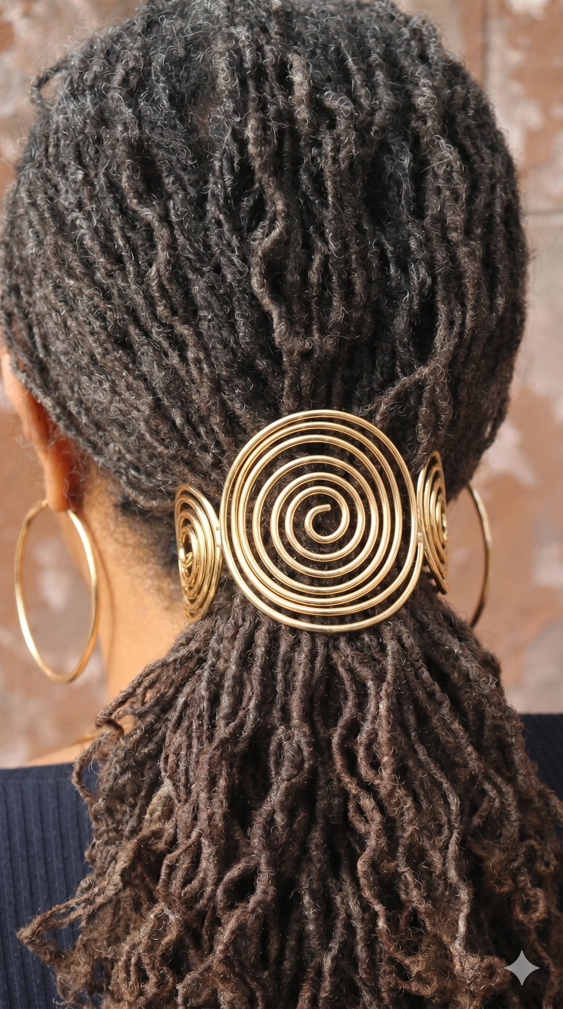 Gold Geometric Spiral Hair Cuff – Vintage Statement Accessor