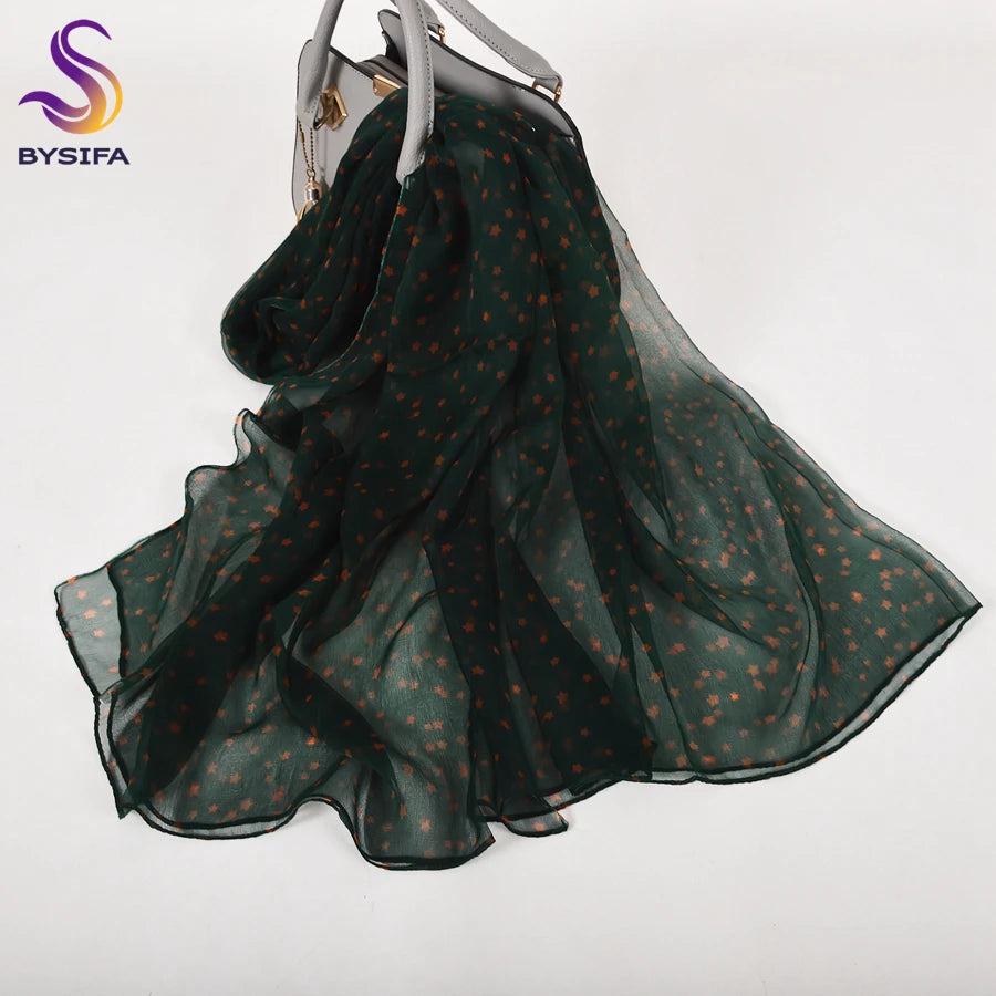 Pure 100%  Natural Silk Long Printed Scarf for all seasons