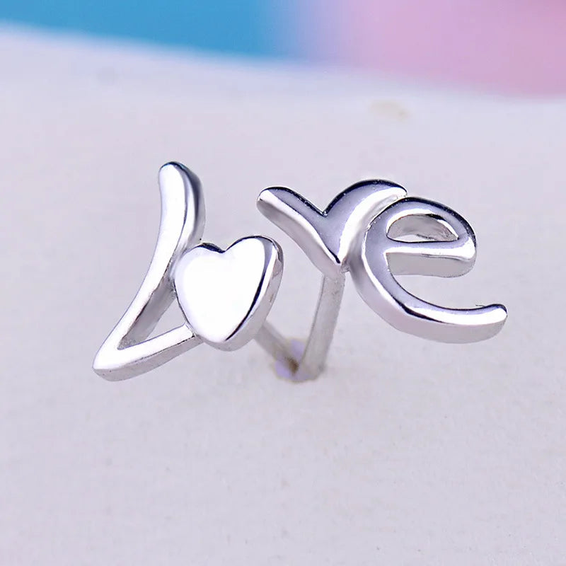 LOVE letter Earrings 925 Sterling Silver