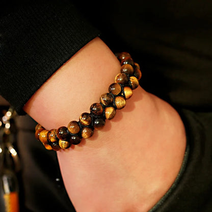 Vulcanic stone double beaded Hair Tie - Bracelet