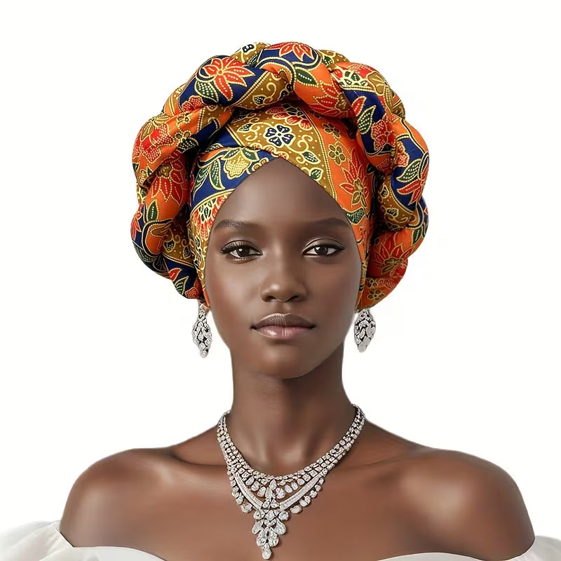 Ready-to-Wear Braided Headtie - Stylish Ankara Print Turban Hat for Weddings &amp; Daily Wear