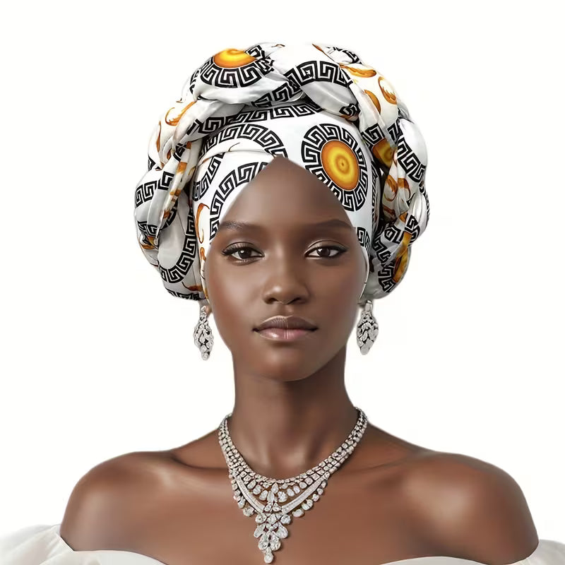 Ready-to-Wear Braided Headtie - Stylish Ankara Print Turban Hat for Weddings &amp; Daily Wear