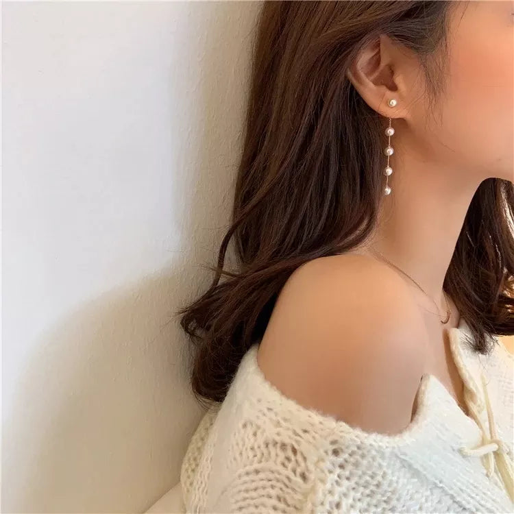 Long Simulation Pearl Earrings