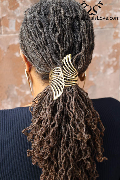 Aurora Wing Cuffs - Gold &amp; Silver for Locs, Sisterlocks, Dreadlocks and Braids