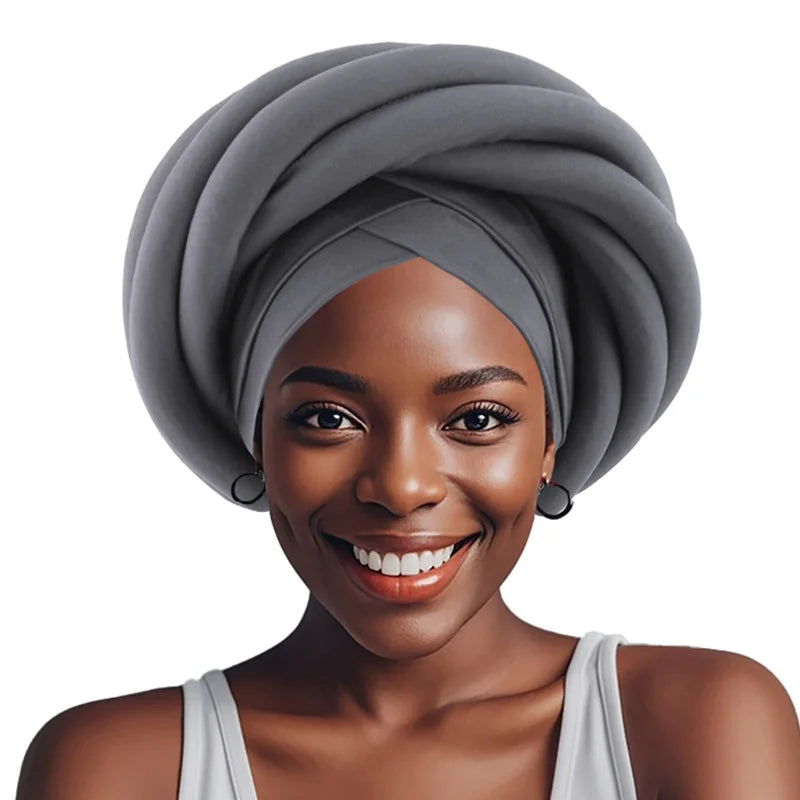 Luxury Gray Headwrap – Pre-tied &amp; Festive