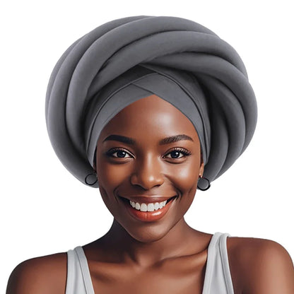 Luxury Gray Headwrap – Pre-tied &amp; Festive