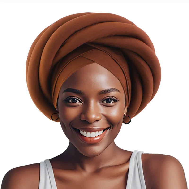 Luxury Headwrap Coffee - Pre-tied &amp; Festive