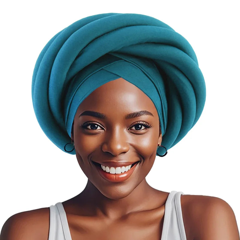 Luxury PEACOCK BLUE Headwrap – Pre-tied &amp; Festive