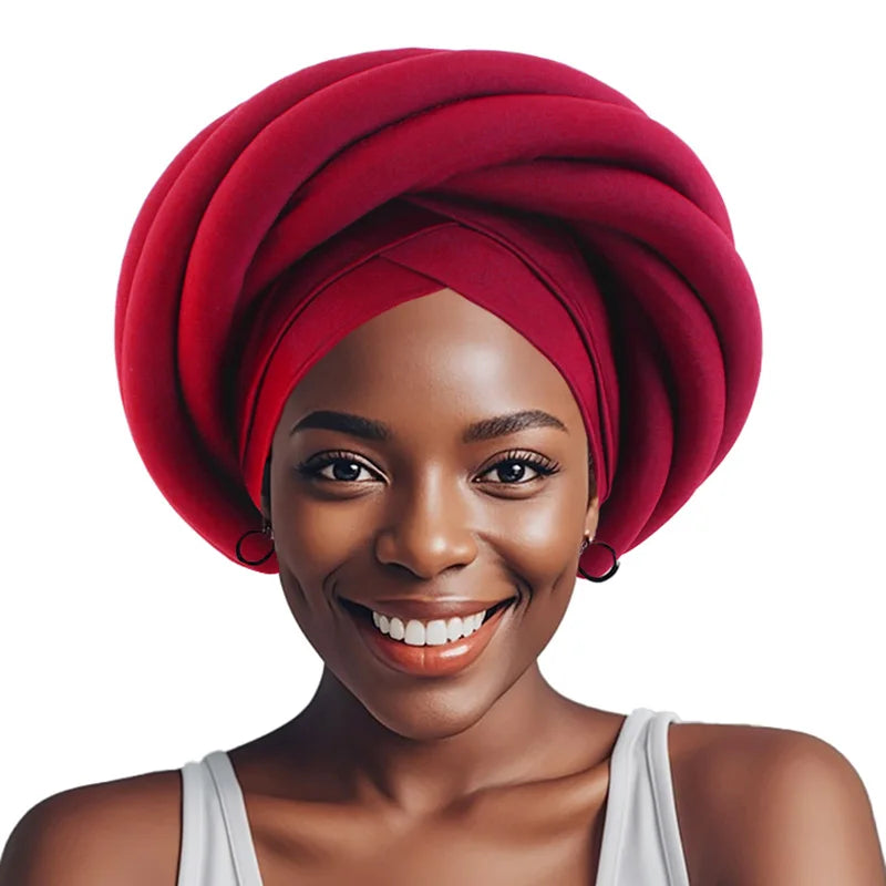 Luxury_ Headwrap Wine Red-Pre-tied &amp; Festive