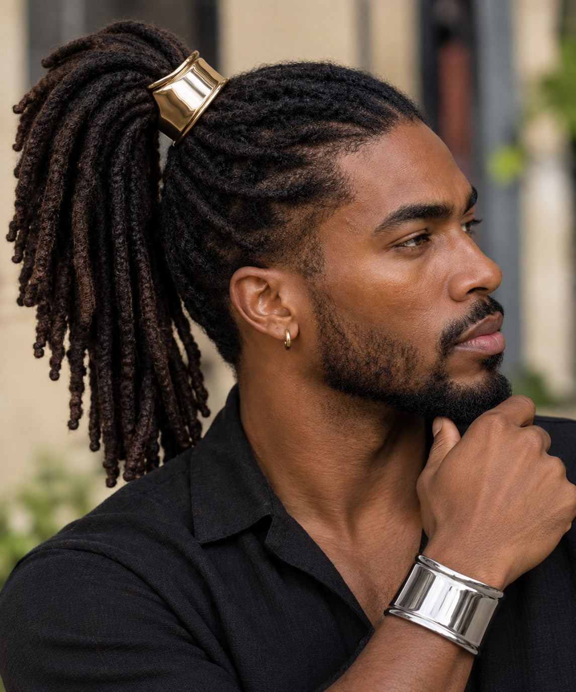 Gold Asymmetrical Hair Cuff Bracelet for Locs