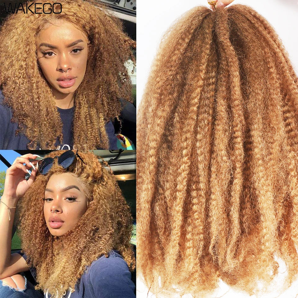 woman with the blond  Marley Twist Crochet Hair 