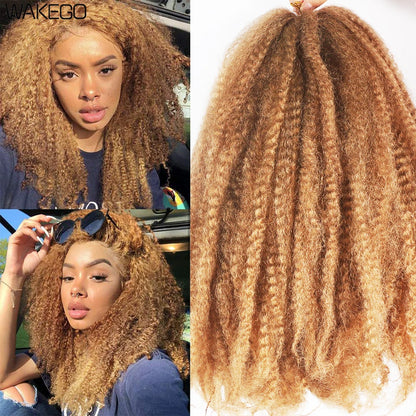 woman with the blond  Marley Twist Crochet Hair 