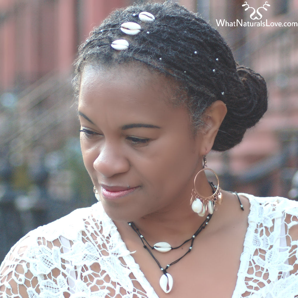 Cowrie Shell Necklace &amp; Hair Tie for Locs, Braids and Afros Success Perfect for Mother&