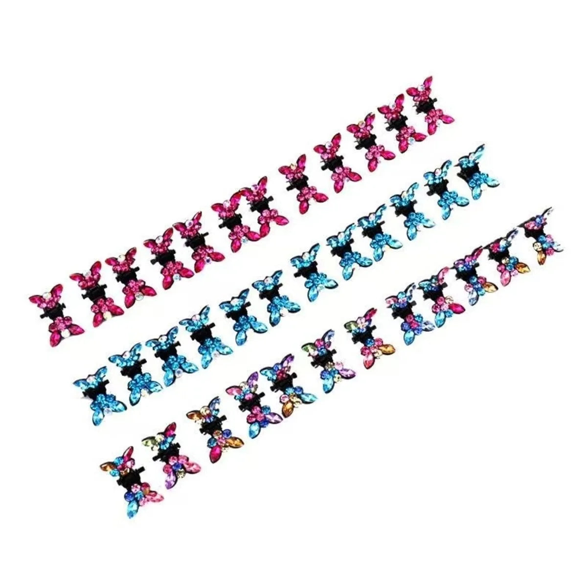 Multicolour Crystal Butterfly Hair Clips 