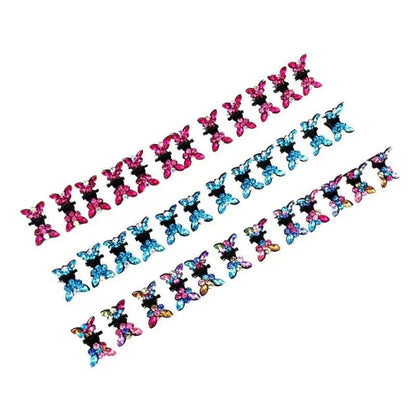 Multicolour Crystal Butterfly Hair Clips 