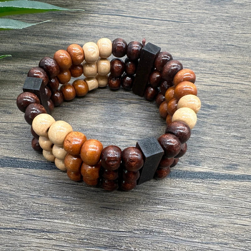 Bohemian Multilayer Wooden Bead Bracelet 
