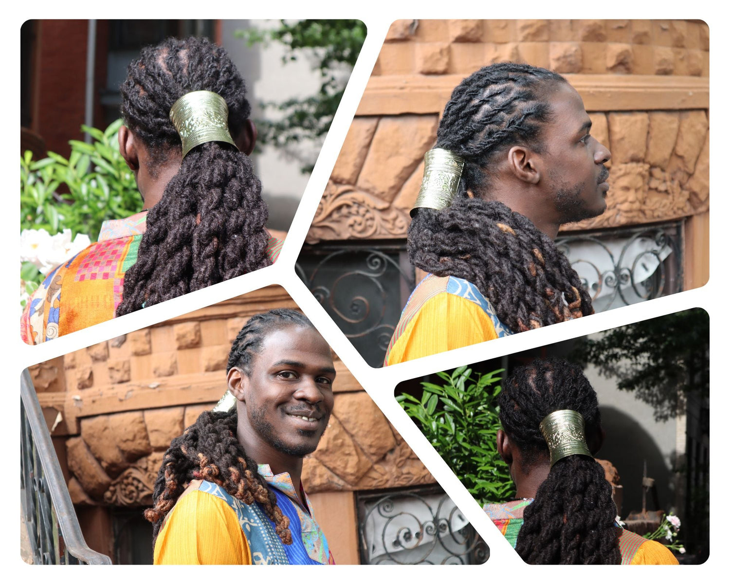 Adjustable Ancient Gold Hair Cuff for long ponytails Locs, Sisterlocks, Dreadlocks and Braids