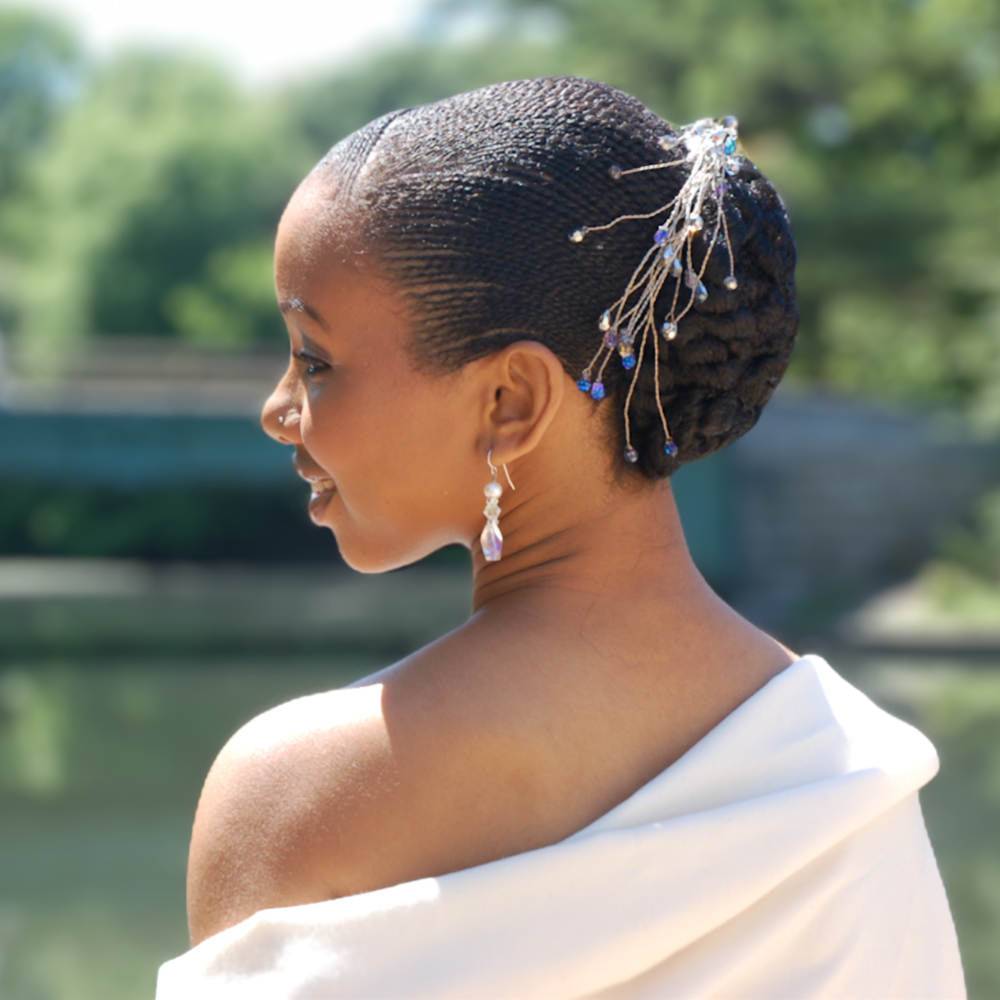 Lurie Daniel Favors with a Bridal Hairstyle for natural hair and a Wedding Headpiece by What Naturals Love from BAD Hair Uprooted Exhibition and Documentary from WhatNaturals Love