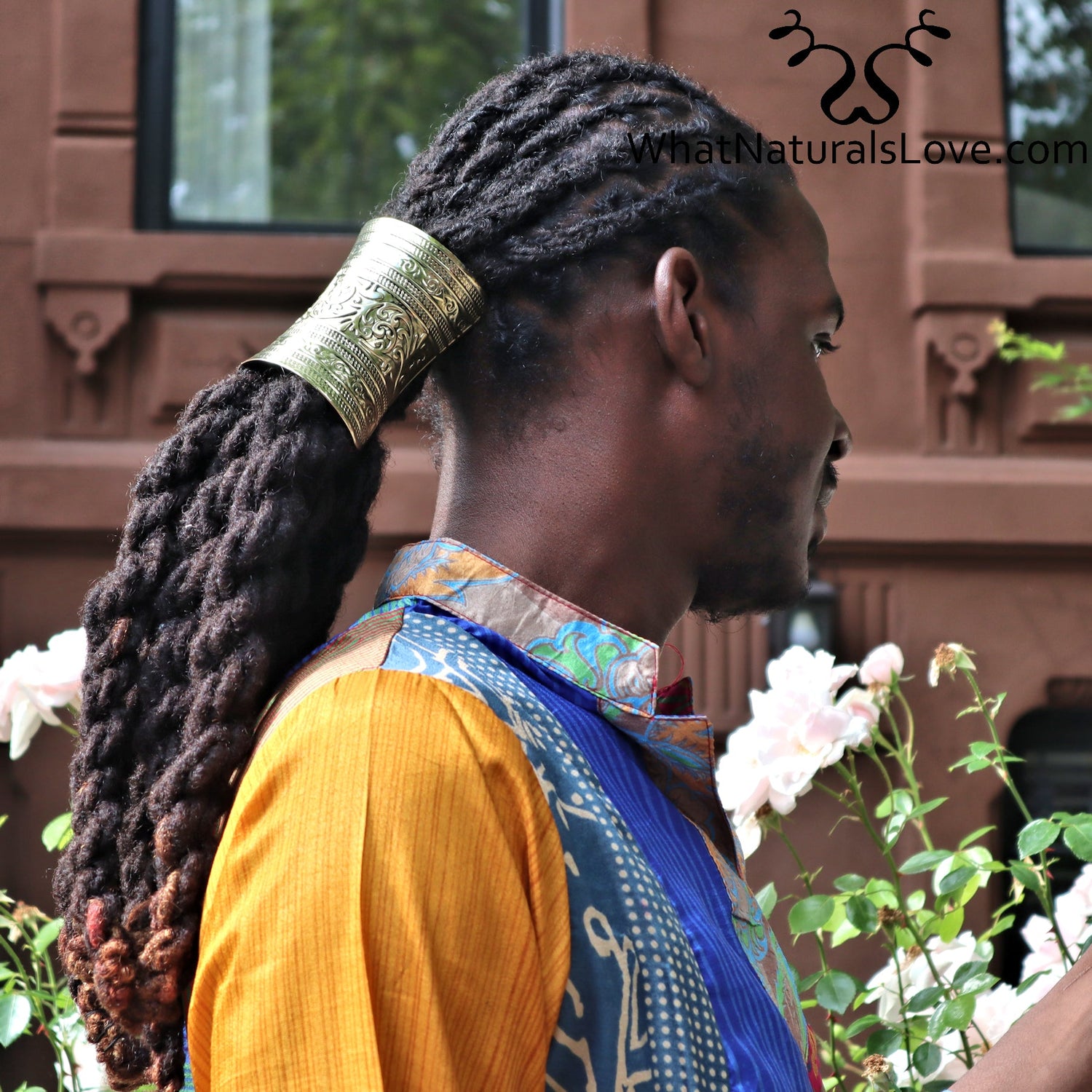Adjustable Ancient Gold Hair Cuff for long ponytails Locs, Sisterlocks, Dreadlocks and Braids