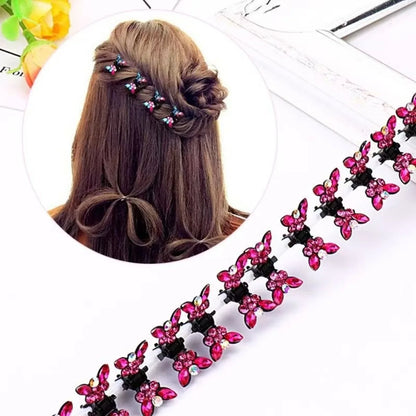 Pink Crystal Butterfly Hair Clips 