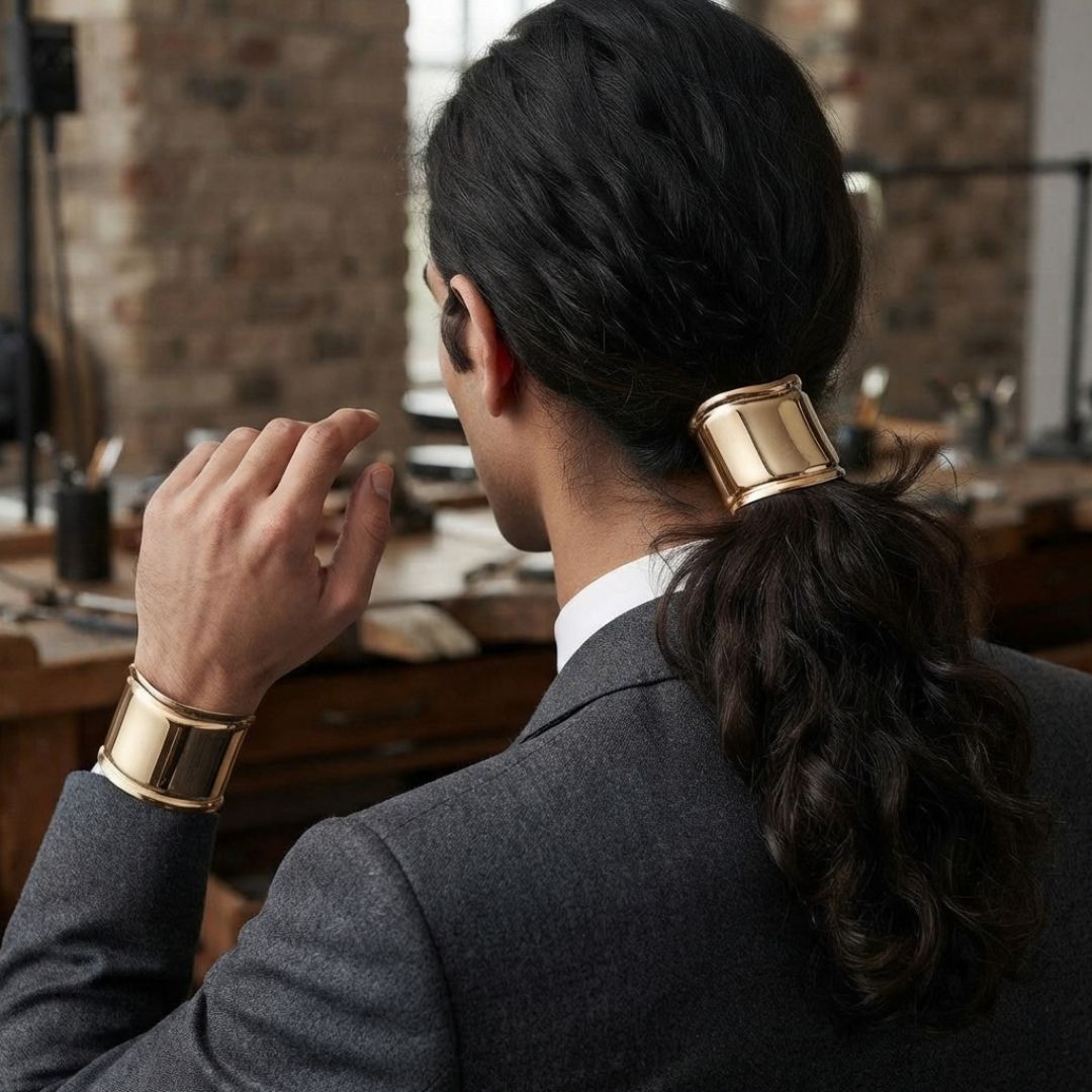 Gold Asymmetrical Hair Cuff Bracelet for Locs