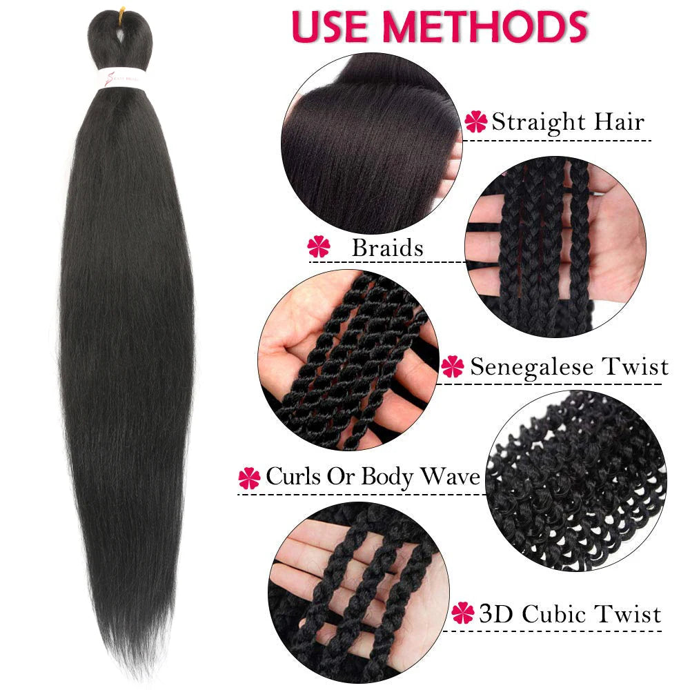 the Pre Stretched Braiding Hair Extension with ways to use it - Straigt Hair, Twist, Curls &amp; 3D Cubic Twist
