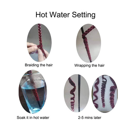 using hot water on the Pre Stretched Braiding Hair Extension by wrapping the hair, soaking it in water en letting it dry for 2- 5 min
