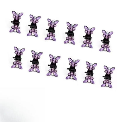 Purple Crystal Butterfly Hair Clips 
